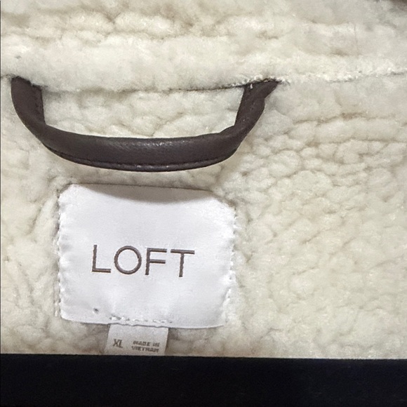 LOFT Brown and Cream Shearling Jacket - Picture 2 of 5